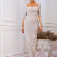 LOVE&amp;LEMONADE  Sexy Green Tube Top Short Sleeve Skinny Stretch Reflective Party Maxi Dress LM83099 GREEN