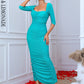 LOVE&amp;LEMONADE  Sexy Green Tube Top Short Sleeve Skinny Stretch Reflective Party Maxi Dress LM83099 GREEN