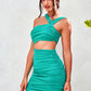 LOVE&amp;LEMONADE Sexy Green Tube Top Waist Cut-Out Bodycon Knitted Party Mini Dress AD02126