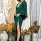 LOVE&amp;LEMONADE Sexy Green V-Neck Single Sleeve Sequins Split Party Maxi Dress LM81848