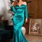 LOVE&amp;LEMONADE Sexy Green V-Neck Strapless Long Sleeve Fishtail Shape Elastic Knit Maxi Dress LM80273-3