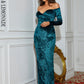 LOVE&amp;LEMONADE Sexy Green V-Neck Strapless Strapless Knitted Fabric Party Maxi Dress LM84061
