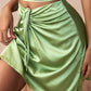 LOVE&amp;LEMONADE Sexy Light Green Tie Rope V-Shaped Small A-Line Skirt LM83256-S