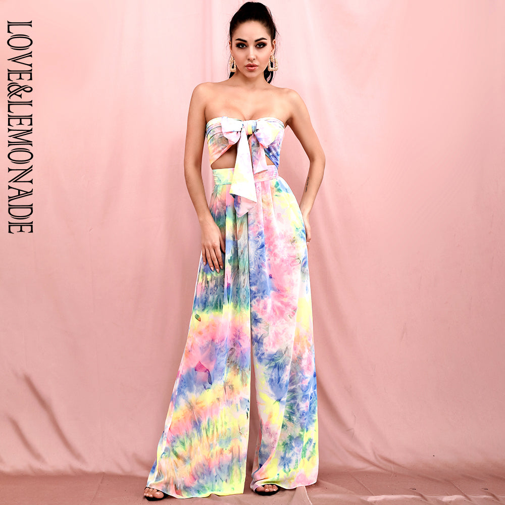 LOVE &amp; LEMONADE Sexy Long Variable Belt Two-Pieces High Waist Color Tie-Dye Material Set LM6473-6