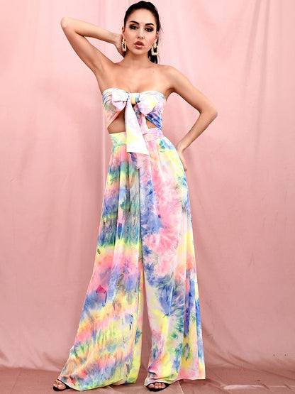 LOVE &amp; LEMONADE Sexy Long Variable Belt Two-Pieces High Waist Color Tie-Dye Material Set LM6473-6