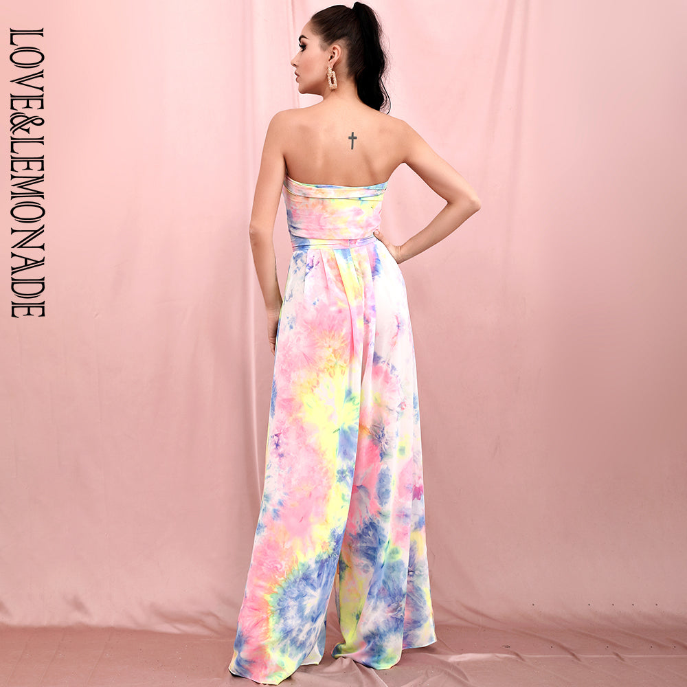 LOVE &amp; LEMONADE Sexy Long Variable Belt Two-Pieces High Waist Color Tie-Dye Material Set LM6473-6