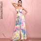 LOVE &amp; LEMONADE Sexy Long Variable Belt Two-Pieces High Waist Color Tie-Dye Material Set LM6473-6