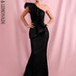LOVE&amp;LEMONADE Sexy One Shoulder Ruffled Stitch Black Glitter Material Bodycon Party Maxi Dress LM81886