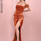 LOVE &amp; LEMONADE Sexy Orange Off-Shoulder Tube Top With Split Trailing Maxi Dress LM82060