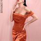 LOVE &amp; LEMONADE Sexy Orange Off-Shoulder Tube Top With Split Trailing Maxi Dress LM82060