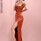 LOVE &amp; LEMONADE Sexy Orange Off-Shoulder Tube Top With Split Trailing Maxi Dress LM82060