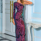 LOVE&amp;LEMONADE Sexy Purple One-Shoulder One-Sleeve Tunic Skinny Geometric Fishtail Party Maxi Dress LM84123