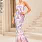 LOVE&amp;LEMONADE Sexy Purple Tube Top Sleeveless Open Back Geometric Fishtail Party Maxi Dress LM84078