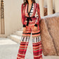 LOVE&amp;LEMONADE Sexy Red Deep V Neck Long Sleeve High Waist Chiffon Flared Jumpsuit LM84332
