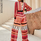 LOVE&amp;LEMONADE Sexy Red Deep V Neck Long Sleeve High Waist Chiffon Flared Jumpsuit LM84332