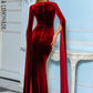 LOVE&amp;LEMONADE Sexy Red Deep V-Neck Split Long-Sleeved Tight-Fitting Prom Dress LM83985