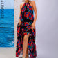 LOVE&amp;LEMONADE Sexy Red Print Sleeveless Hollow A-Line Halter Beach Long Dress  LM83203-2