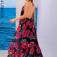 LOVE&amp;LEMONADE Sexy Red Print Sleeveless Hollow A-Line Halter Beach Long Dress  LM83203-2