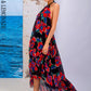 LOVE&amp;LEMONADE Sexy Red Print Sleeveless Hollow A-Line Halter Beach Long Dress  LM83203-2