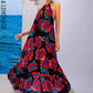 LOVE&amp;LEMONADE Sexy Red Print Sleeveless Hollow A-Line Halter Beach Long Dress  LM83203-2