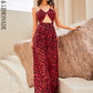 LOVE&amp;LEMONADE Sexy Red Sling Cutout Loose Straight Fit Satin Jumpsuit LM83373