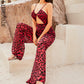 LOVE&amp;LEMONADE Sexy Red Sling Cutout Loose Straight Fit Satin Jumpsuit LM83373