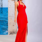LOVE&LEMONADE Sexy Red Tube Top Halter Hollow Sleeveless Corset Slit A-Line Party Maxi Dress LM84296
