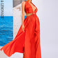 LOVE&amp;LEMONADE Sexy Red  V-Neck Halter Sleeveless Cutout Long Dress Slit Party Maxi Dress  LM83285-B