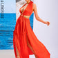 LOVE&amp;LEMONADE Sexy Red  V-Neck Halter Sleeveless Cutout Long Dress Slit Party Maxi Dress  LM83285-B