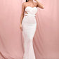 LOVE&amp;LEMONADE Sexy Reflective White Tube Top Cut Out Backless Bodycon Elastic Sequins Dinner Maxi Dress LM81335-1