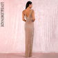 LOVE&amp;LEMONADE Sexy Rose Gold Deep V-Neck Whit Split Sequins Party Maxi Dress LM81849