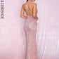 LOVE&amp;LEMONADE Sexy Rose Gold Open Back Cross Split Sequins Party Maxi Dress LM81876