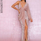 LOVE&amp;LEMONADE Sexy Rose Gold V-Neck Single Sleeve Sequins Split Party Maxi Dress LM81848