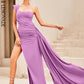 LOVE&amp;LEMONADE Sexy Rose One Shoulder Sleeveless Wrap Chest Slit A-Line Party Maxi Dress LM98164
