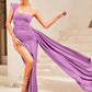 LOVE&amp;LEMONADE Sexy Rose One Shoulder Sleeveless Wrap Chest Slit A-Line Party Maxi Dress LM98164