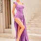 LOVE&amp;LEMONADE Sexy Rose One Shoulder Sleeveless Wrap Chest Slit A-Line Party Maxi Dress LM98164