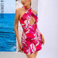 LOVE&amp;LEMONADE Sexy Rose Red Cross Strap Mid Waist Slim Party Mini Dress MD03657-ROSE RED