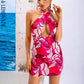 LOVE&amp;LEMONADE Sexy Rose Red Cross Strap Mid Waist Slim Party Mini Dress MD03657-ROSE RED