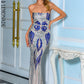 LOVE&amp;LEMONADE Sexy Silver Bandeau Strap Sequined Fishtail Print Geometric Party Maxi Dress LM84090
