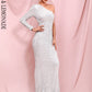 LOVE &amp; LEMONADE Sexy Silver Strapless Single Sleeve Bodycon Elastic Sequin Maxi Dress LM82393