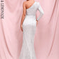 LOVE &amp; LEMONADE Sexy Silver Strapless Single Sleeve Bodycon Elastic Sequin Maxi Dress LM82393