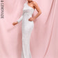 LOVE &amp; LEMONADE Sexy Silver Strapless Single Sleeve Bodycon Elastic Sequin Maxi Dress LM82393