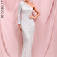 LOVE &amp; LEMONADE Sexy Silver Strapless Single Sleeve Bodycon Elastic Sequin Maxi Dress LM82393