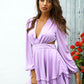 LOVE&amp;LEMONADE Sexy Sky Blue Waist Cut Out Deep V-Neck Lantern Long Sleeves Lotus Leaf Playsuit AA02455