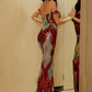 LOVE&amp;LEMONADE Sexy Tube Top Colorful Geometric Sequins Elastic Bodycon Off-Shoulder Short-Sleeved Maxi Dress LM81343