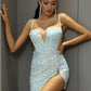 LOVE &amp; LEMONADE Sexy Tube Top Light Green Cut Out Stretch Sequin Bodycon Party Mini Dress LM82289