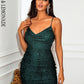 LOVE&amp;LEMONADE  Sexy V-Neck Black Stretch Sequin Skinny Sling Mini Dress WD02028 BLACK
