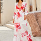 LOVE&amp;LEMONADE Sexy White Deep V Neck Printed Long Sleeve Tunic Cutout Beach Dress LM84339