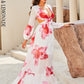 LOVE&amp;LEMONADE Sexy White Deep V Neck Printed Long Sleeve Tunic Cutout Beach Dress LM84339