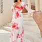 LOVE&amp;LEMONADE Sexy White Deep V Neck Printed Long Sleeve Tunic Cutout Beach Dress LM84339